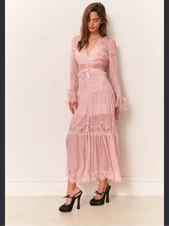LoveShackFancy Dresses & Skirts - LoveShackFancy Blush Pink Lace Tiered Maxi Dress